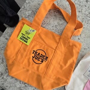 Trader Joe's Pink & Cream Canvas Tote Bag